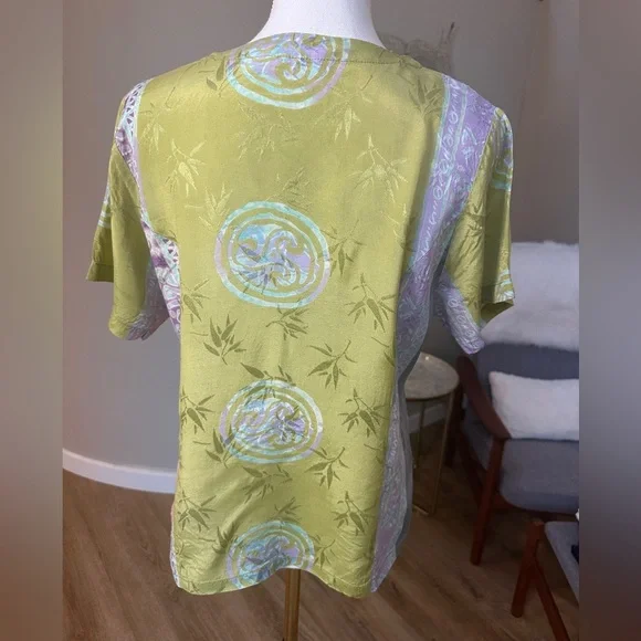 Chicos Zenergy Asian Inspired Button Down Short Sleeve Blouse Top - Picture 3 of 8